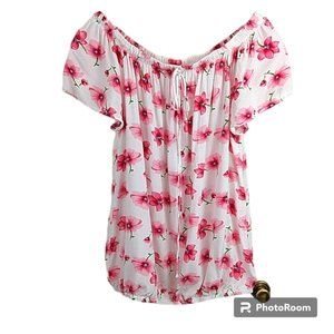 Bailey & Chloe Floral Off/On Shoulder SS Blouse M